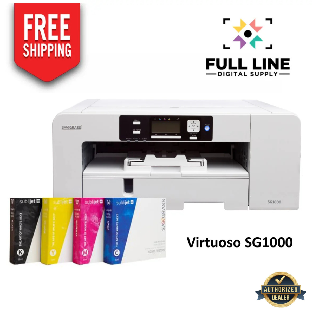 Sawgrass SG1000 Sublimation Printer + Standard Installation Kit (Sublijet 31 ml x 4 inks) + Free Paper
