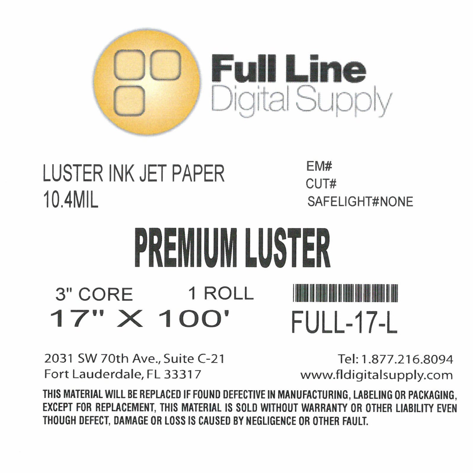 17" x 100' Premium Luster Photo Paper