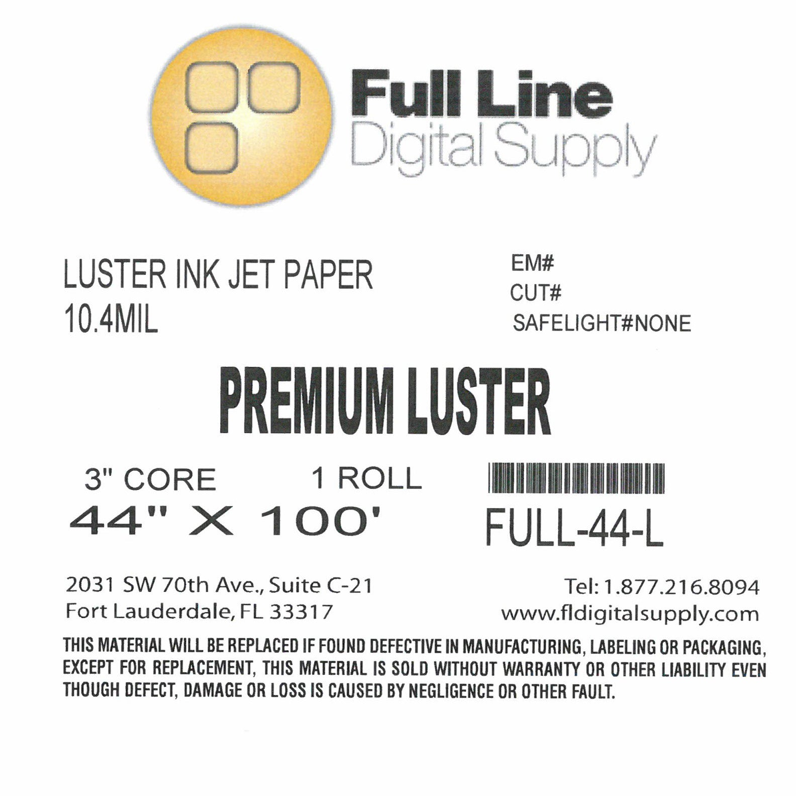 44" x 100' Premium Luster Photo Paper Epson printers compatible.