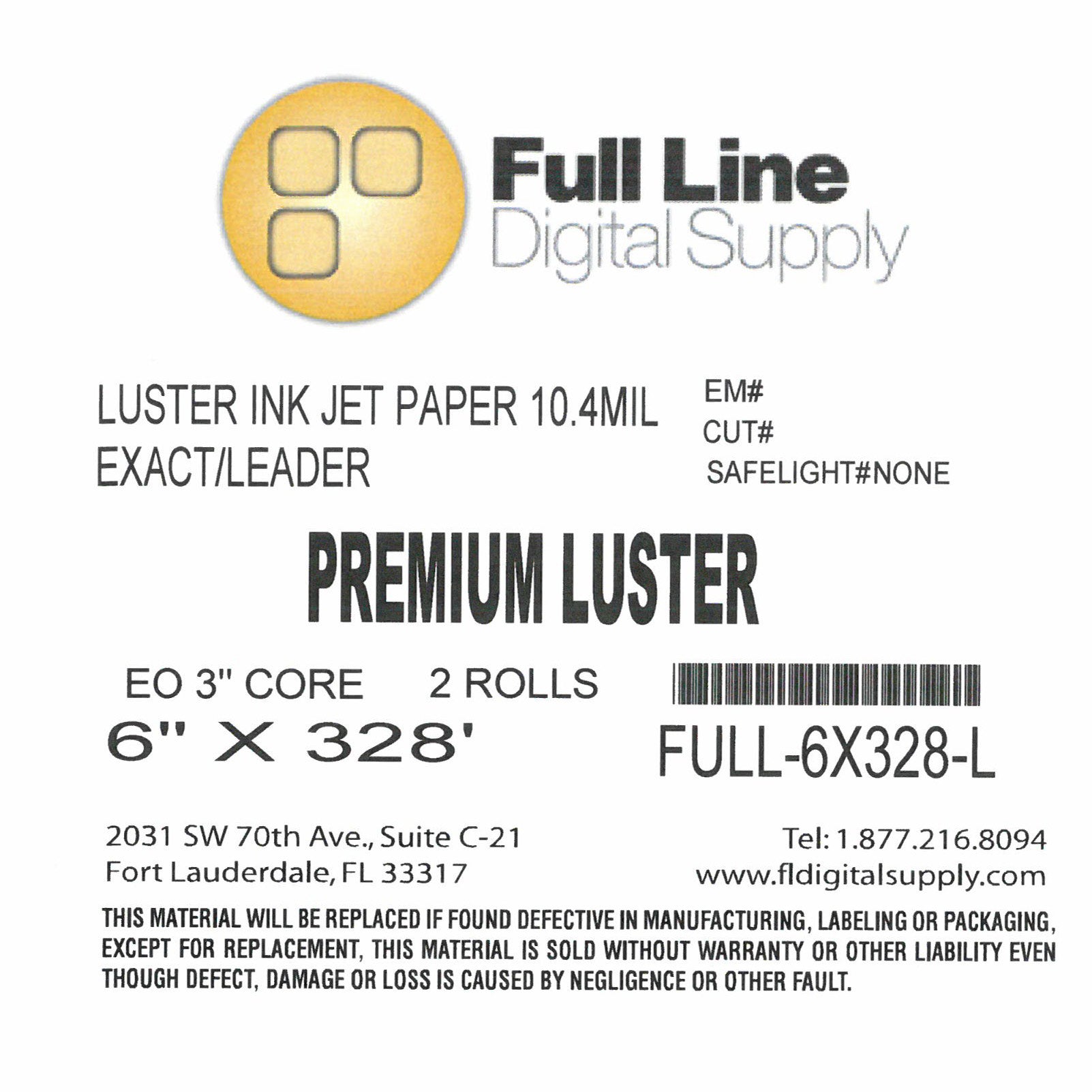 6" x 328' Premium Luster Photo Paper for Dry Labs  2 ROLLS