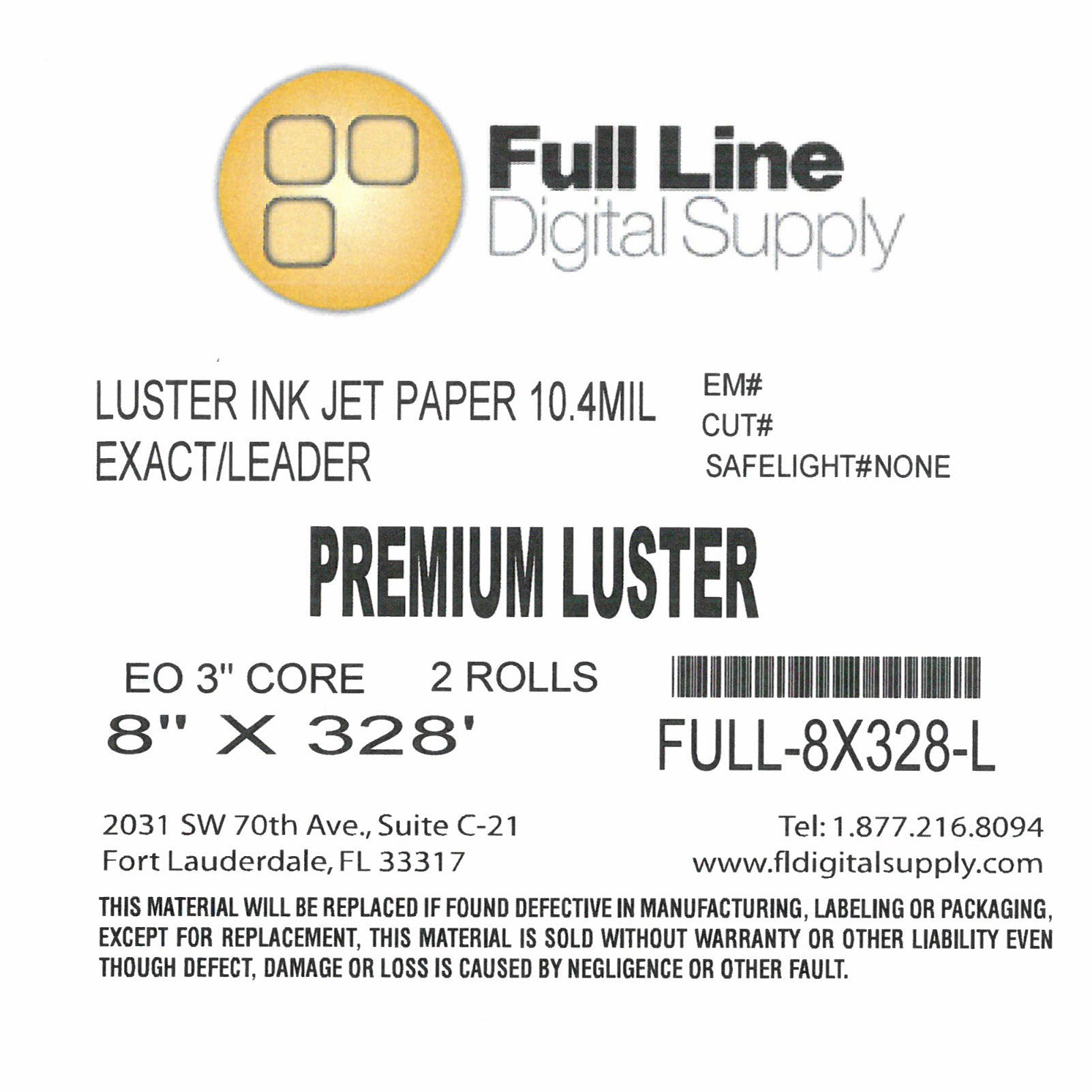 8" x 328' Premium Luster Photo Paper for Dry Labs