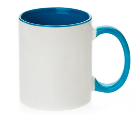 Orca Light Blue Inner-Handle Color Mugs 11oz or 15oz - Sublimation 36/cs