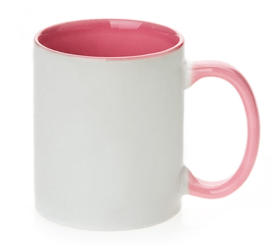 Orca Pink Inner- Handle Color Mugs - Sublimation 11oz or 15oz 36/cs