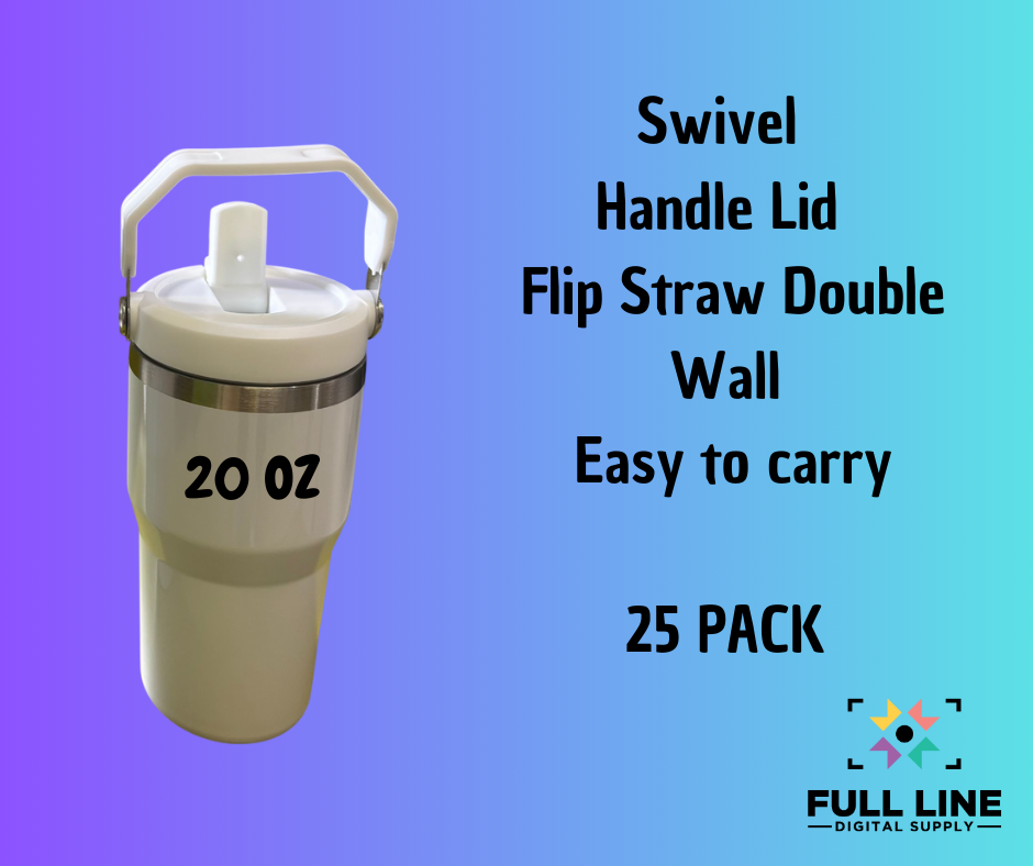 20 OZ Swivel Lid - Flip Straw - Double Wall Tumbler