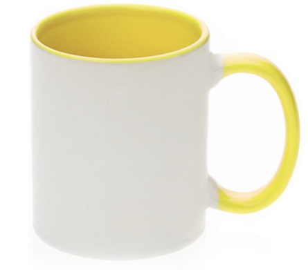 Orca Yellow Inner-Handle Color Mugs 11oz or 15oz- Sublimation 36/cs
