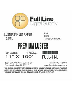 Full Line Premium Luster Inkjet Photo Paper 11" x 100' Roll