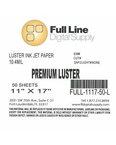 Full Line Premium Luster Inkjet Photo Paper 11" x 17"  50 Sheets per box