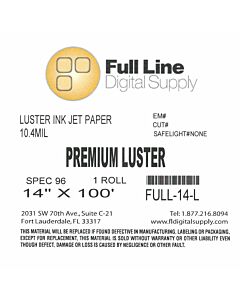 Full Line Premium Luster Inkjet Photo Paper 14" x 100' Roll