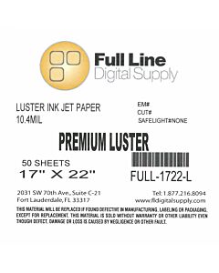 Full Line Premium Luster Inkjet Photo Paper 17" x 22"  50 Sheets per box