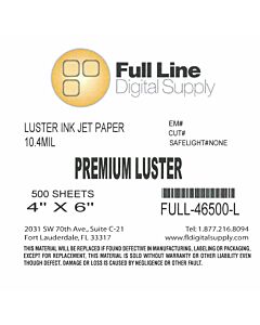 Full Line Premium Luster Photo Paper 4 x 6" Sheet 500 box