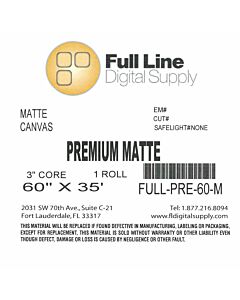 Full Line 60"x35' Premium Canvas - 21mil - MATTE