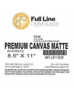Full Line 8.5"x11" Premium Canvas - 21mil - MATTE 50 Sheet Box