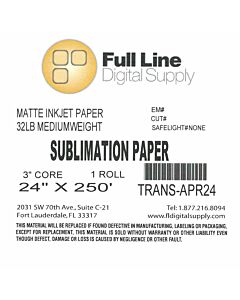 Full Line Sublimation Paper 24"x250' Roll